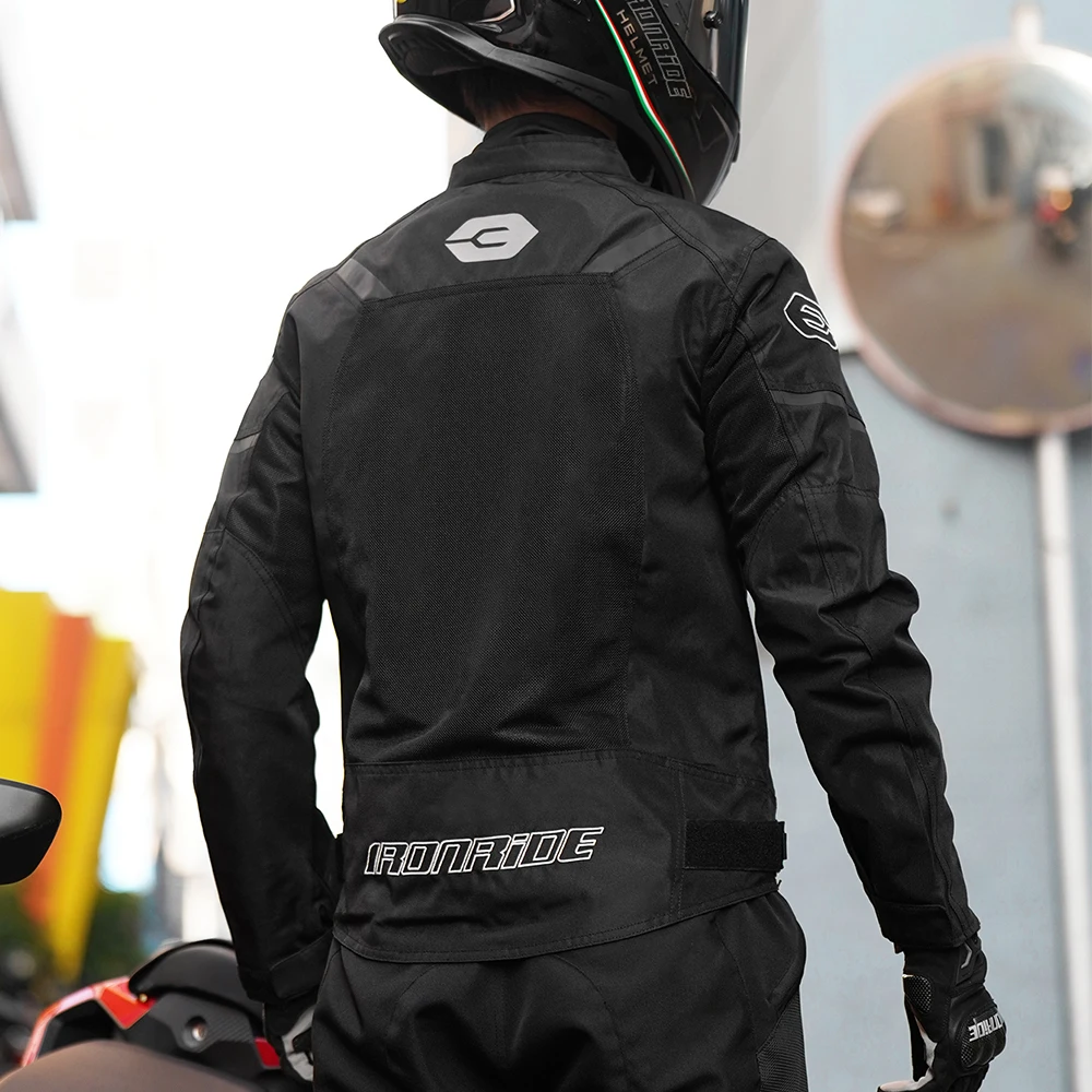 Summer Men's Motorcycle Jackets Mesh Breathable Motorbike Riding Jacket Anti-Fall Motocross Clothing Built-in Protective Gear