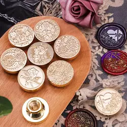 Rose Series Seal Wax Stamp Head Copper Sealing Stamp Diameter DIY Scrapbooking Envelope Invitation Card Decoration Crafts