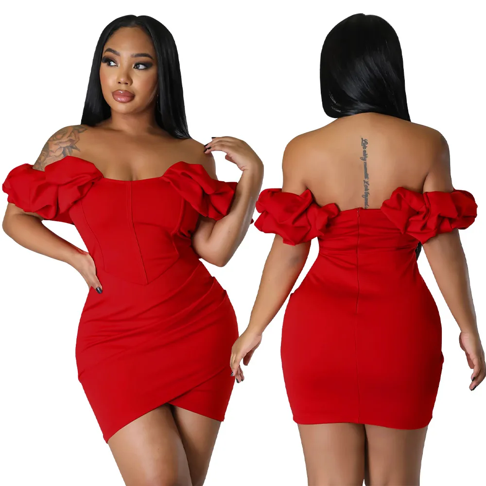 Petal Sleeve Birthday Party Sexy Prom Corset Dress Off Shoulder Night Club Outfits Wedding Evening Gowns For Women Mini Dresses