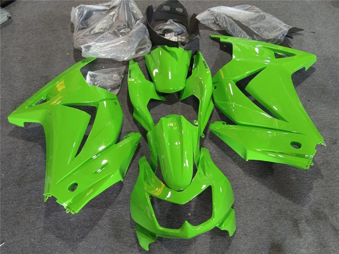 カワサキニンジャに適したオートバイフェアリングキット,グリーンボディキット250 08-12 ex250 2008 2009 2010 2011 2012