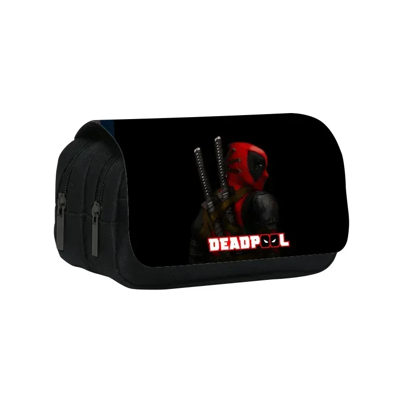 Deadpool Marvel Disney Accessories Pencil Case Anime Figure Bag Large Capacity Double Layer Stationery Storage School Supplies