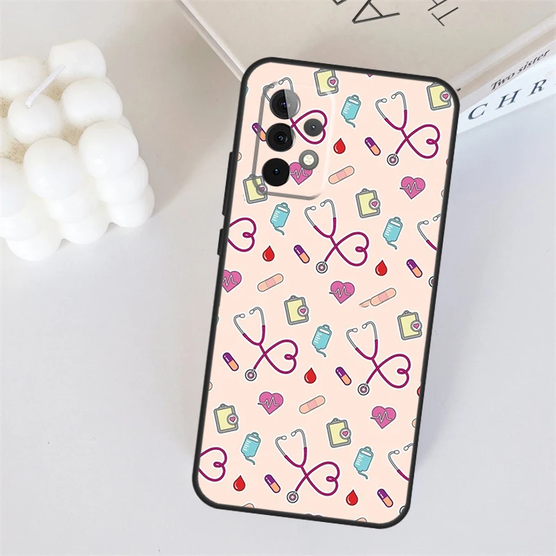 Medical Medicine Nurse Pattern Case For Samsung Galaxy A53 A52 A54 A13 A23 A33 A12 A22 A32 A42 A51 A71 A14 A24 A34 Cover