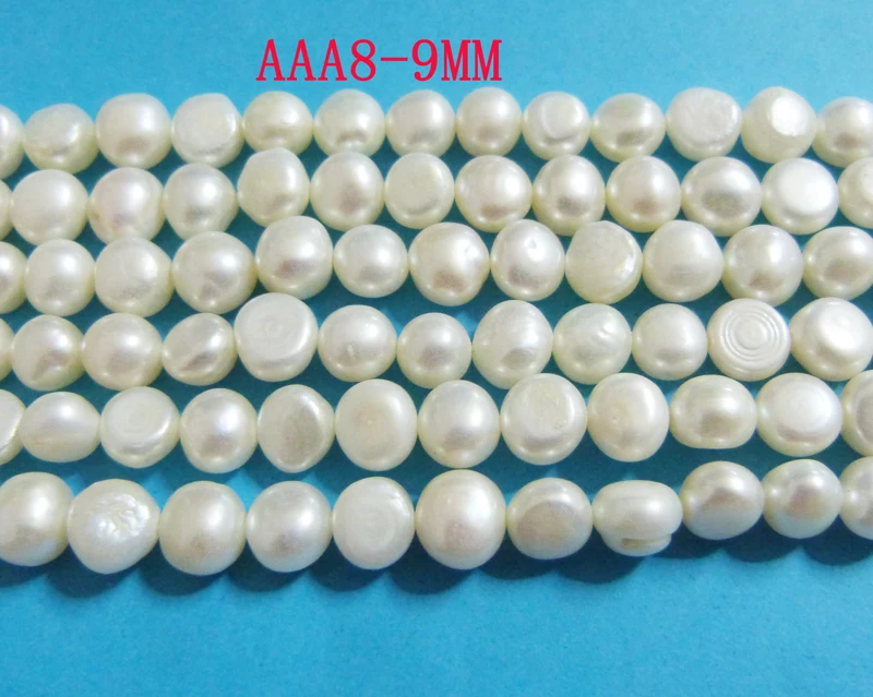 2pcs  AAA 8-9MM white baroque freshwater pearls loose beads 15 