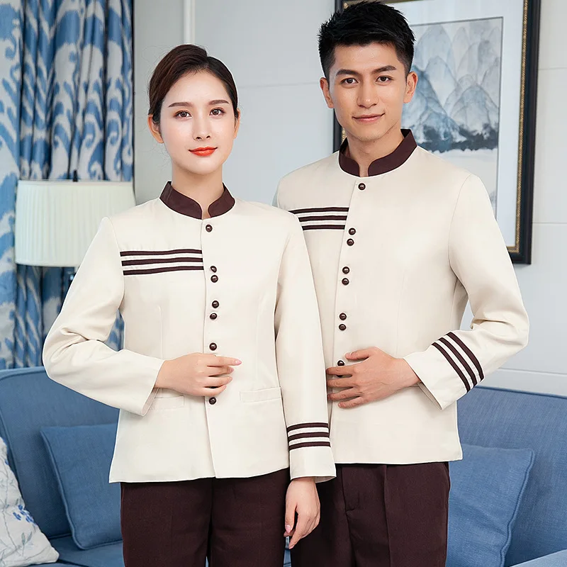 여성용 청소 작업복 프로퍼티 호텔 룸 클리너 아줌마 게스트하우스 통기성 웨이터 긴 소매 가을 겨울 의상