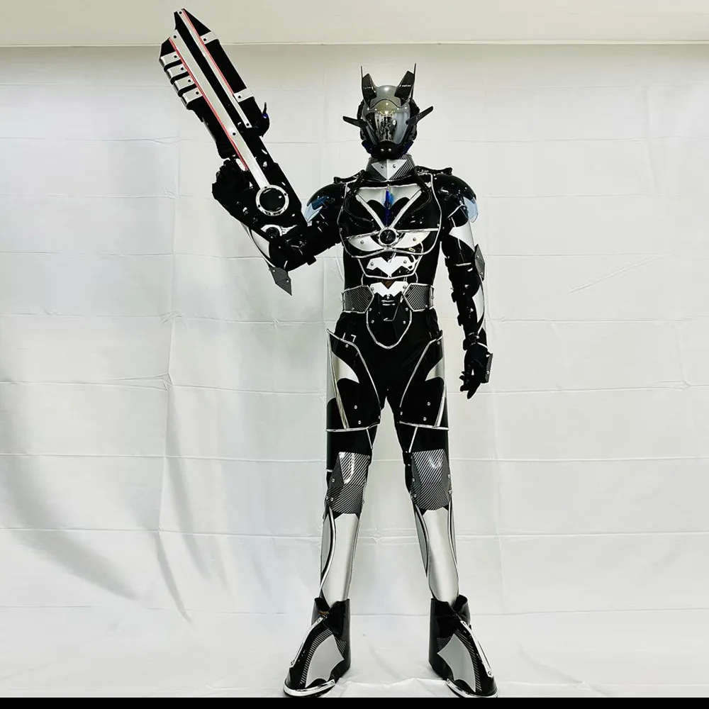 Cyberpunk Future Warrior LED Robot Mech Performance Costume Mechanical Armor Cosplay Suit with Bar Lighting view 5