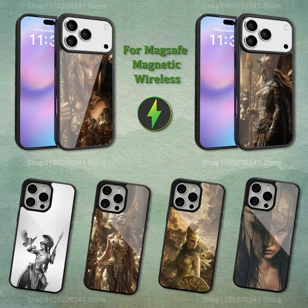 

Greek Mythology Art Athena For iPhone 12,14,11,15,13,16,17,For Magsafe,Plus,Mini, Pro,Max,Magnetic Wireless Charging Case