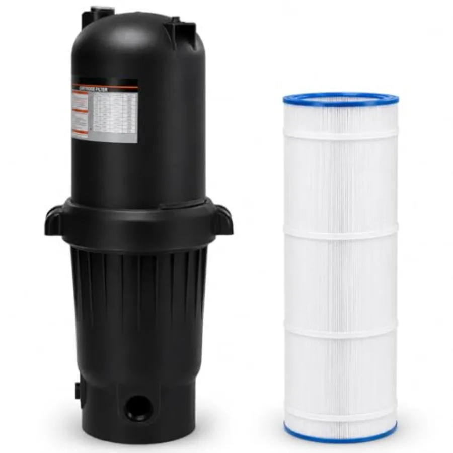 In-Ground Swimming Pool and Spa Filter System: 200 sq/ft Black Cartridge Filter for Pools Up to 72, 000 Gallons