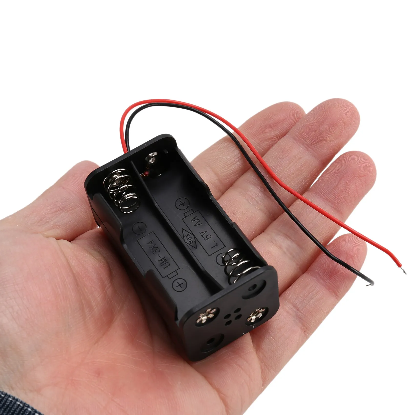 Schwarze Schlepp schichten 4x1,5 V aa Batterien Batterie halter Gehäuse Box mit Kabel