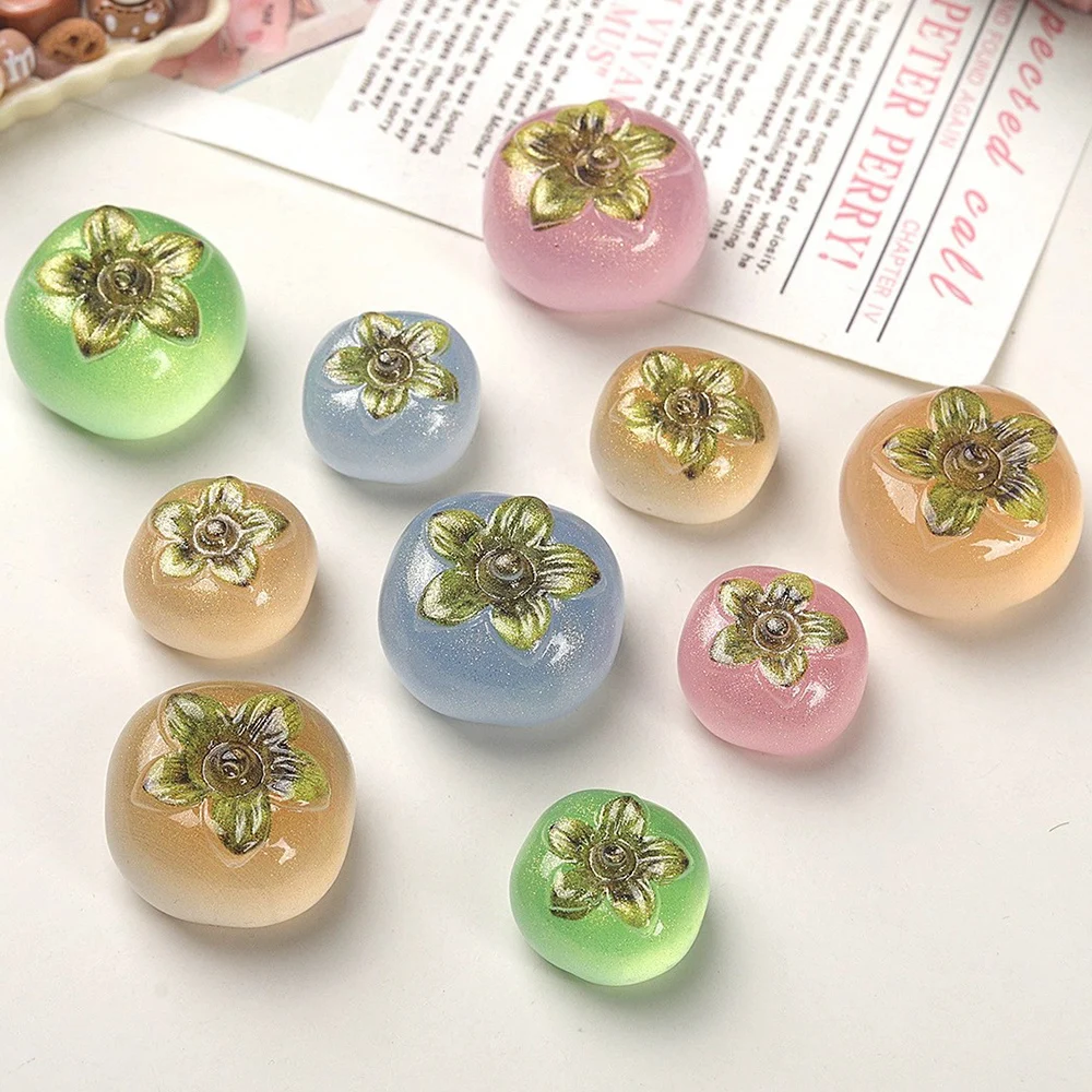 5PCS Persimmon Series Miniature Flat Back Resin Cabochons For Hairpin Scrapbooking DIY Home Decor Craft Accessories
