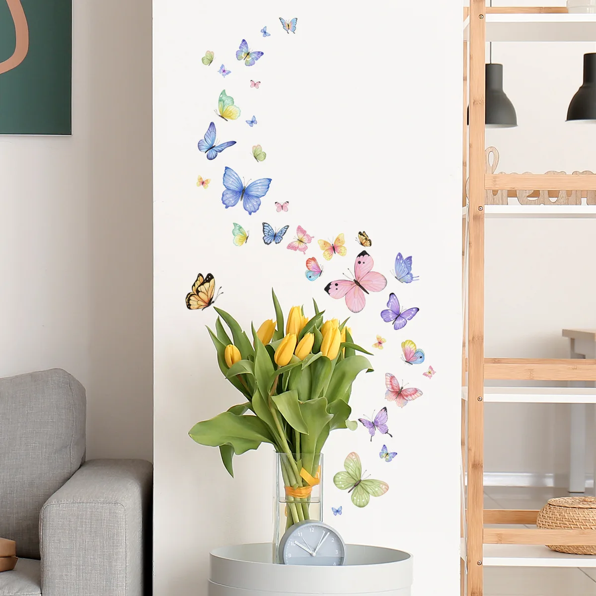 colorful Butterflies Background sticker Removable Mural Wall Stickers for Home Room Bedroom Decoration for Girls Stickers Kids