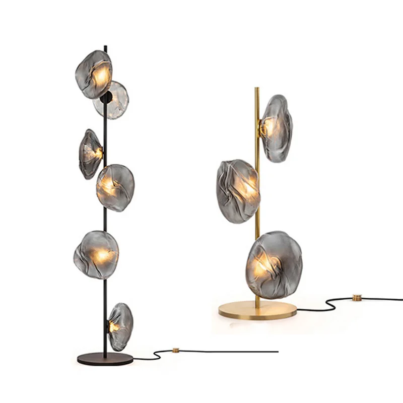 

2025 new designer glass floor lamp, smoky grey/transparent lampshade, suitable for living room and café decoration Lamp
