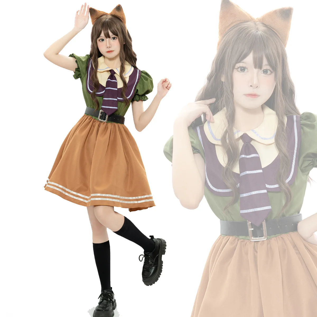 In magazzino Fox Dress Costume Cosplay Halloween Kid Adult Cute Girl Stage Performance costumi per feste di carnevale