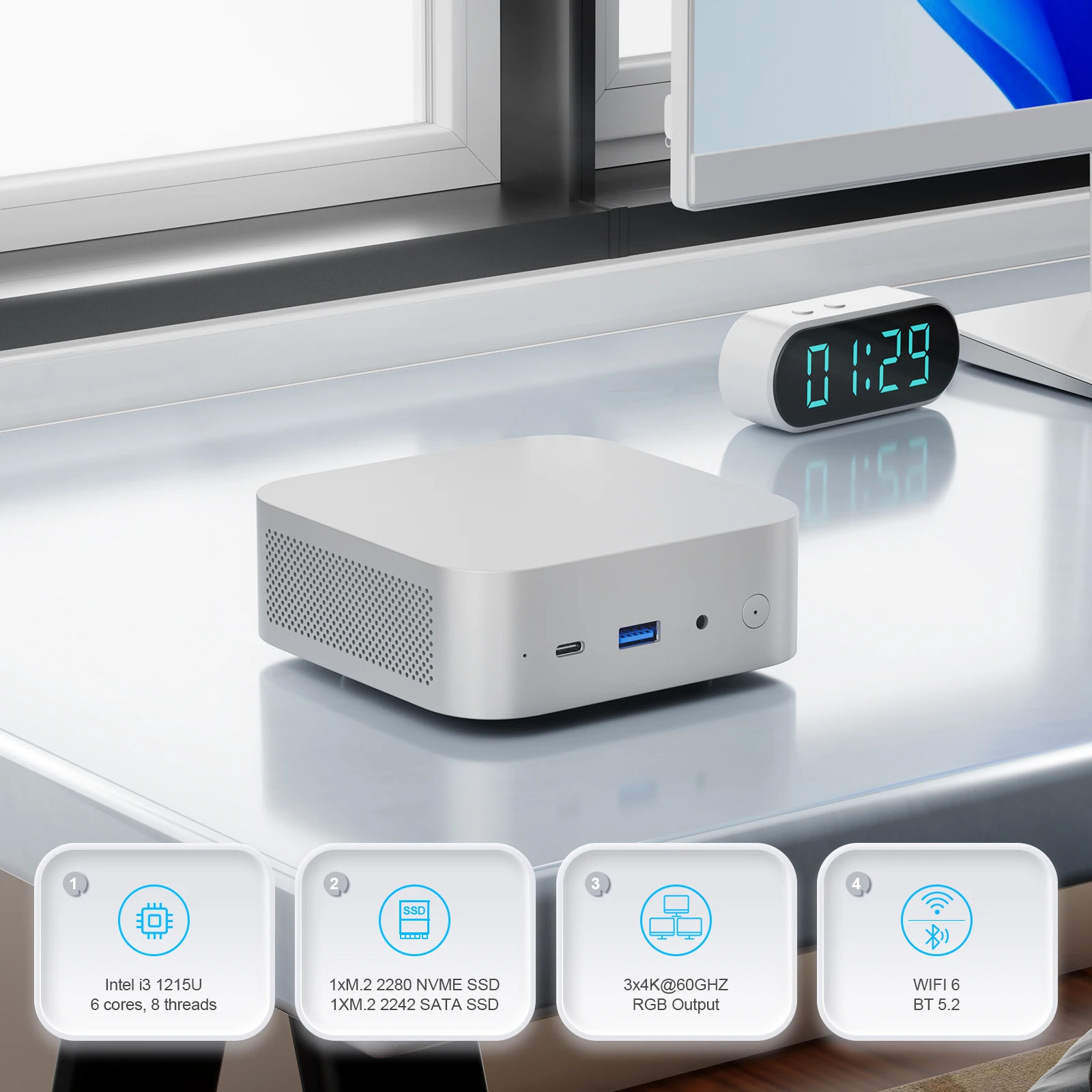 Mini PC Chatreey IT12M 1215U/6600H WIFI6 Windows 11 Ultra Small