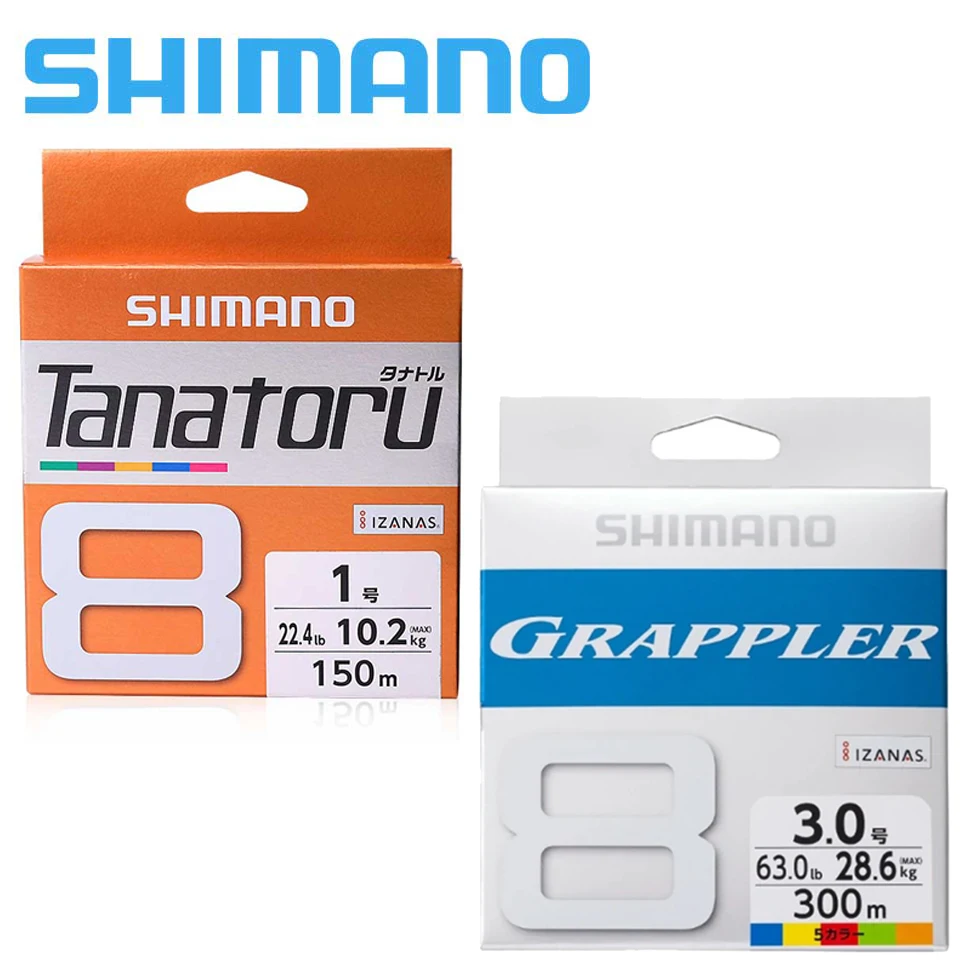 SHIMANO-línea de pesca trenzada Original, Tanatoru/GRAPPLER de colores, 8 hebras, 100% PE, 14,5 LB-67,8 lb, hecha en Japón