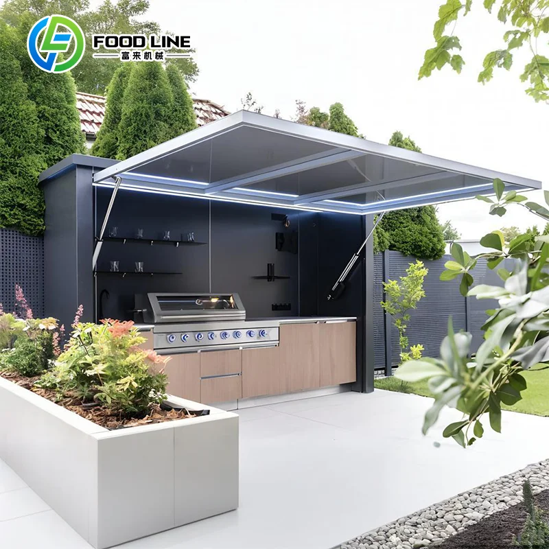All Weather Stainless Steel Outdoor Cooking Island with Grill Sink Refrigerator and Drawers for Backyard Parties Customize