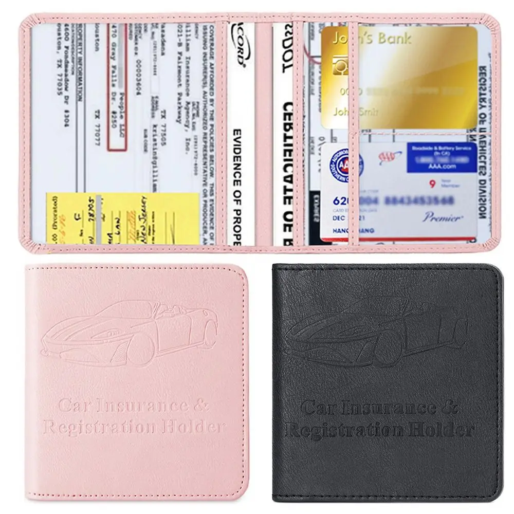 

Creative Multi-function Certificate Bag Black Pink Waterproof Card Holder Bag PU Invoice Passport Wallet Unisex