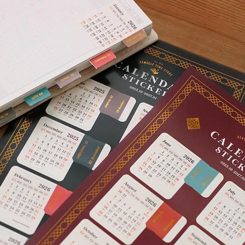 G6KF Adhesive Monthly Planner Tab Monthly Index Stickers Decorative Label Calendar Stickers for Office Study Planner Journal