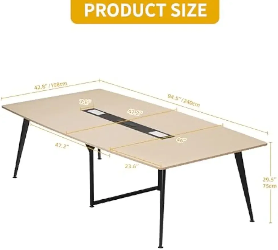 8FT Conference Table with Power Outlets, 94.5