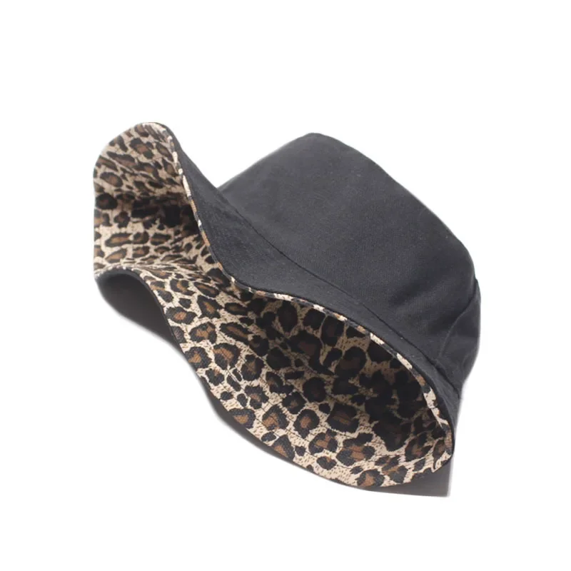 Bucket Hats Women Men Leopard Printed Fisherman Hat Reversible Outdoor Sunscreen Cap Double-sided Wear Fashion Unisex SA699