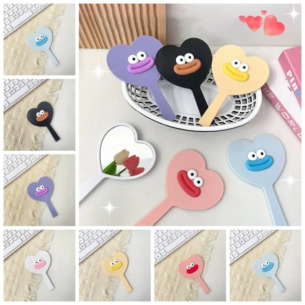 Cute Big Mouth Heart-shaped Makeup Mirror Compact Cartoon Sausage Mouth Handheld Mirror Plastic Portable Vanity Mirror