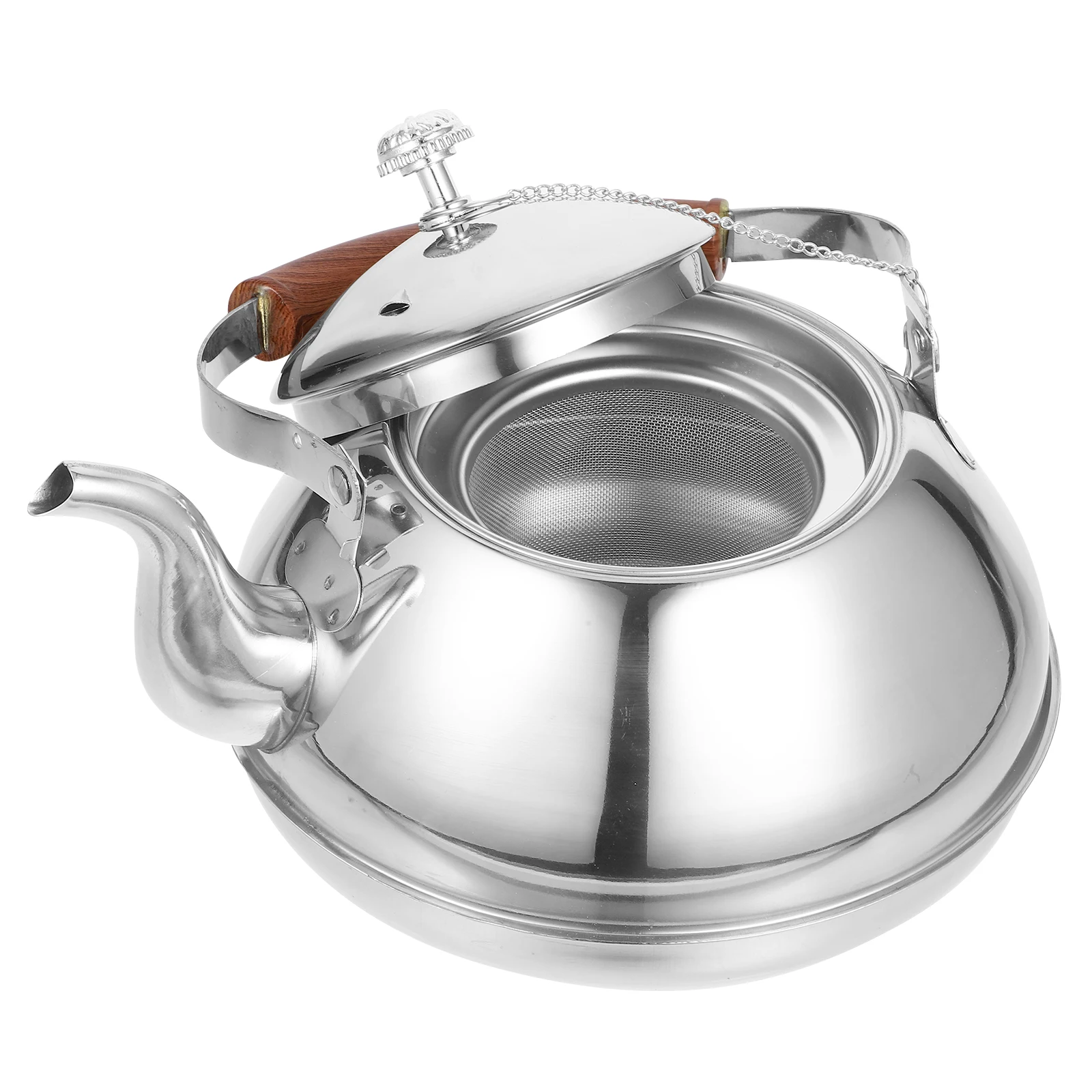 

Wooden Grain Teapot Stainless Steel Kettle Chinese Restaurant Home Household Travel