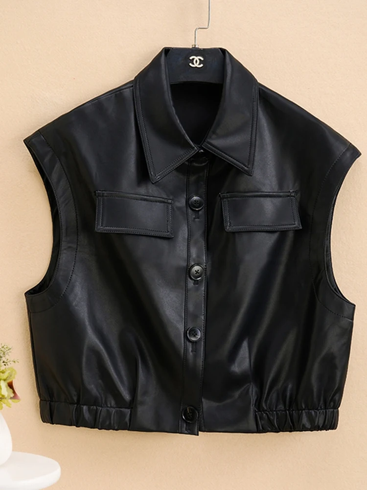 

Waterproof PU Leather ort Jaet Women's Spring Autumn New Sle Flip Collar Large Size Loose oulder Pad Outerwear