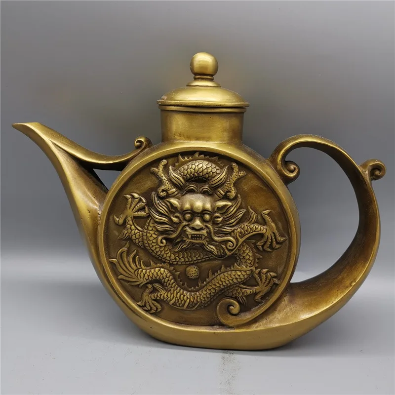 Guyunzhai Grey Grey Teapot Double Dragon Pot Home Decor Antique Distracted Crafts