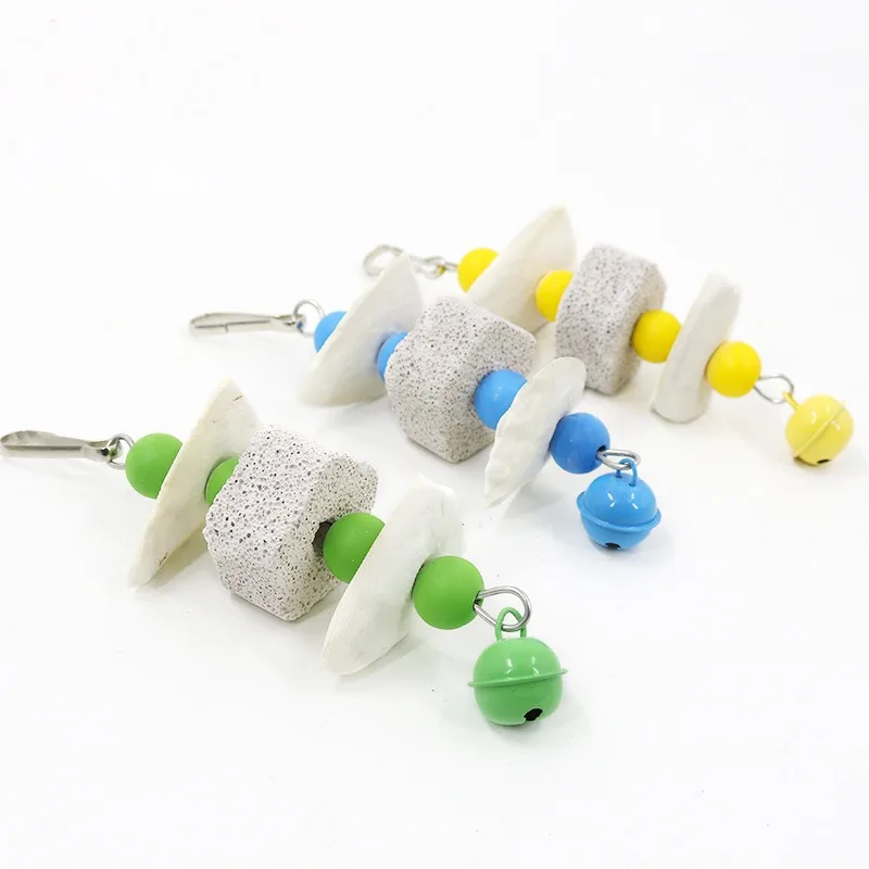 Rubbing Beak Gnawing Bird Toy Candy Colored Grinding Stone Cuttlefish Bone String Toys Parrot Toy Supplies Pet Accessories