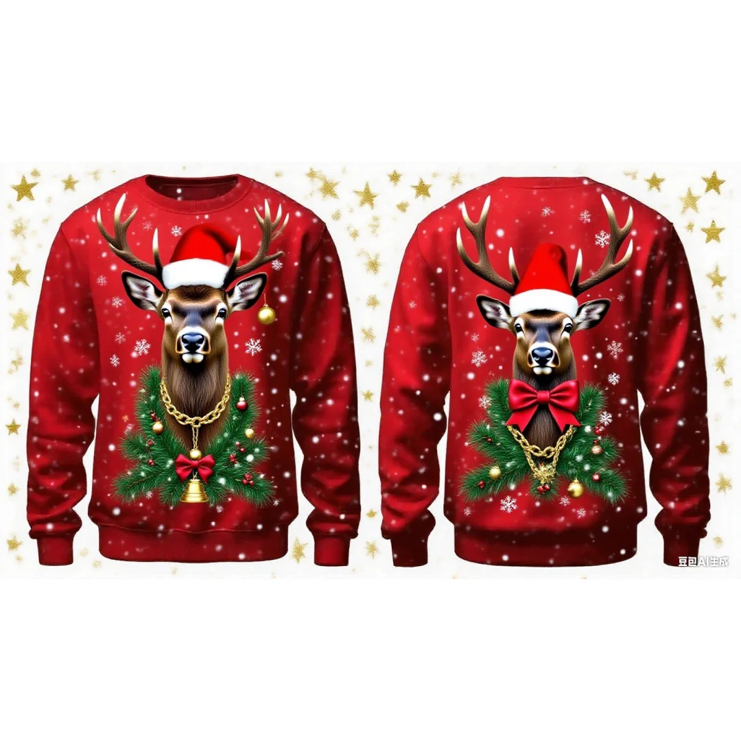 Weihnachten Rentier Grafik Hoodie 3D Druck Frühling Herbst Mode Freizeit Vielseitige Streetwear Herren und Damen Y2K Hoodies