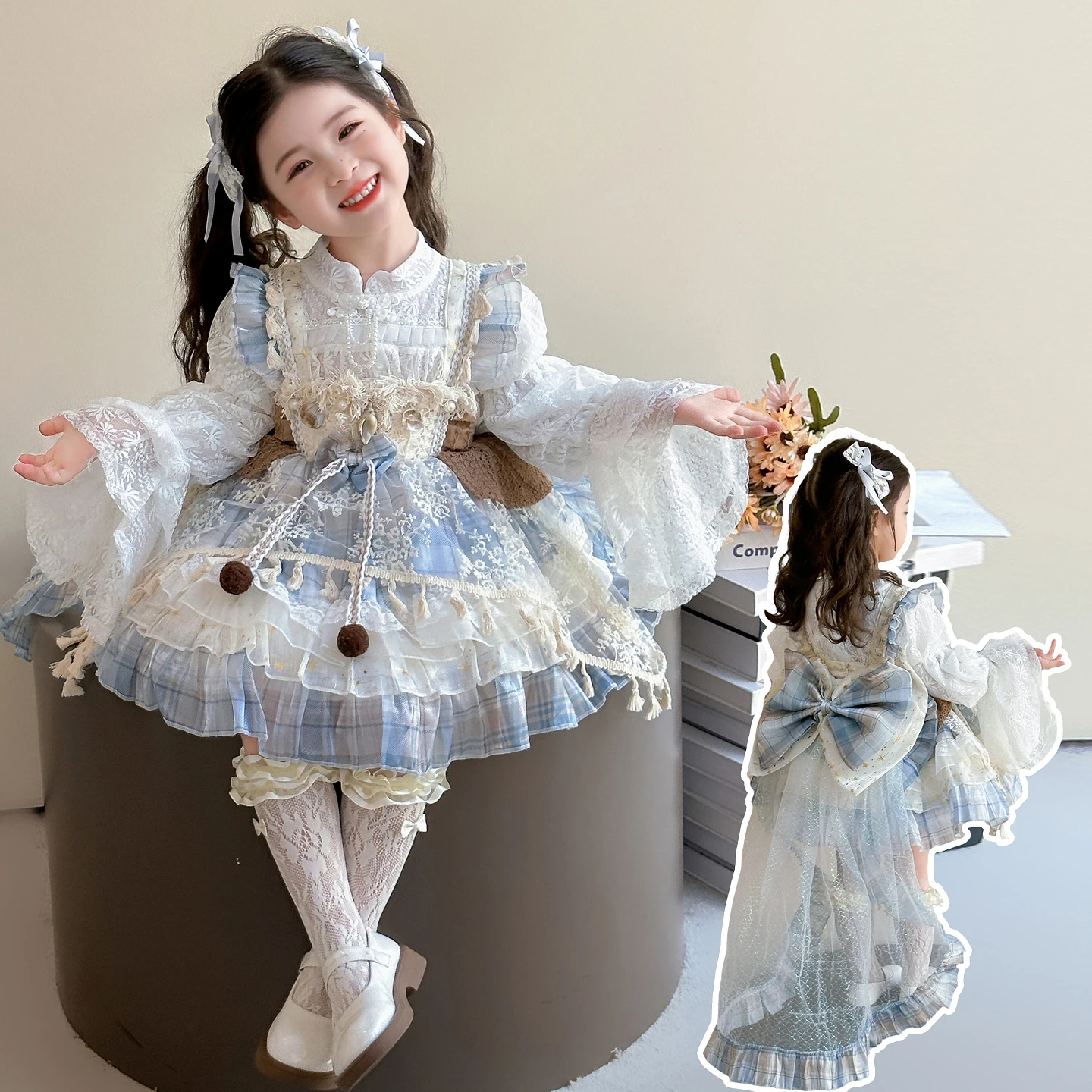 

Baby Girls Stage Performance Dress Kids Birthday Dress Child Party Skirt Princess Lolita Dress Little Girls Dresses Size 2-9Y
