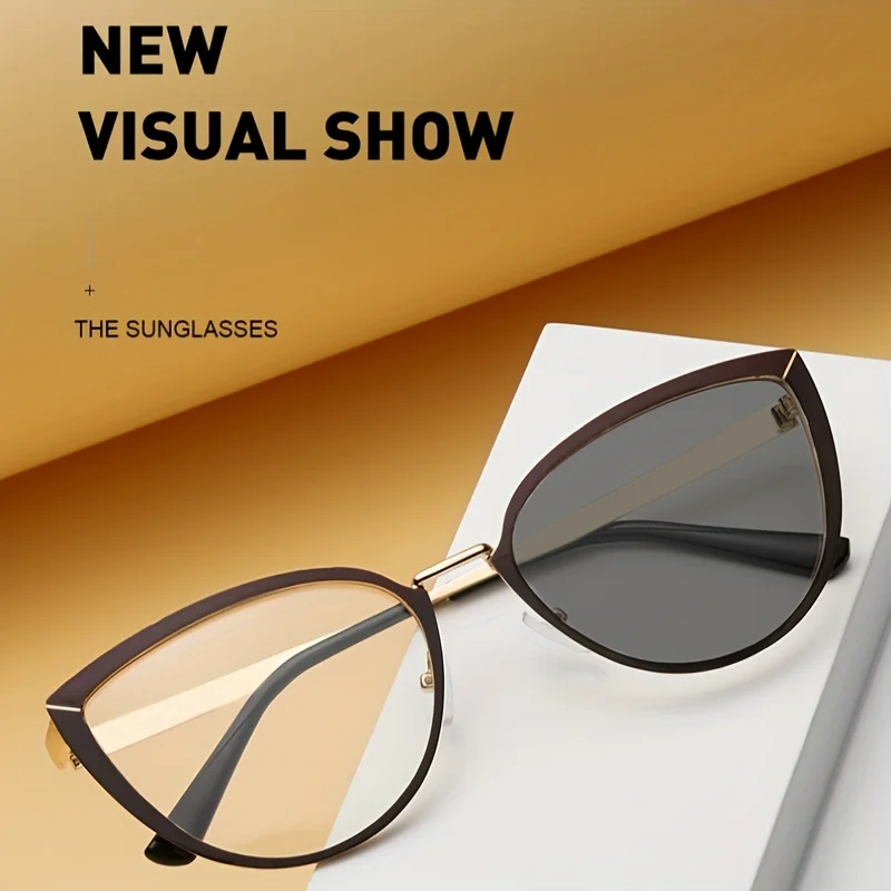 

1pcs 1 new high-end elegant personalized anti blue light glasses, metal cat eyes frame, women's fashionable glasses