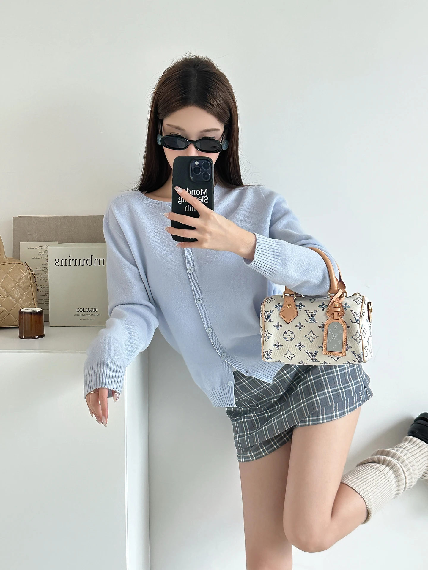 

Lazin Sle Sea Salt Baby Blue Camere шерстяной кардиган женский мягкий длинный светящийся круглый Ne вязаный свитер для свидания осень