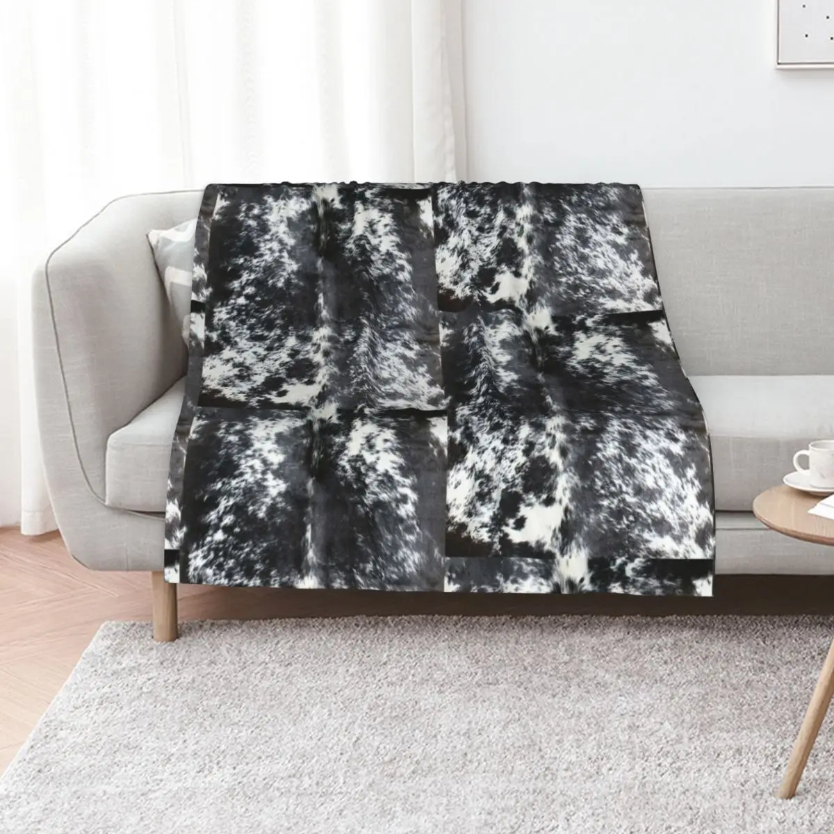 Cowhide Black and White | Texture Throw Blanket Hair anime cosplay anime for winter Multi-Purpose Giant Sofa Blankets