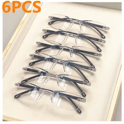 6PCS Vintage Square Reading Glasses for Women, Anti-Blue Light Polycarbonate Lens, One-Piece Square Frame,