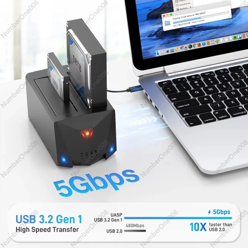 محطة إرساء القرص الصلب USB 3.0 Type-C 2.5 3.5 بوصة مع استنساخ غير متصل لمحركات الأقراص الصلبة