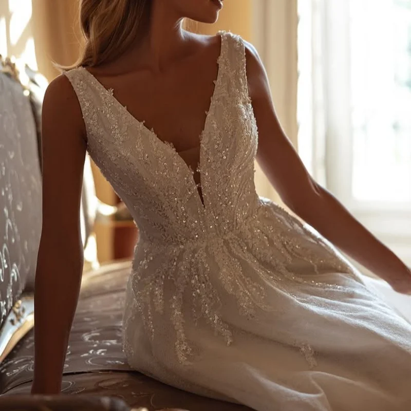 

simple white Wedding Dresses The corset glitter Tull glitter decal off-shoulder style A skirt Gowns multi-layer Made customize