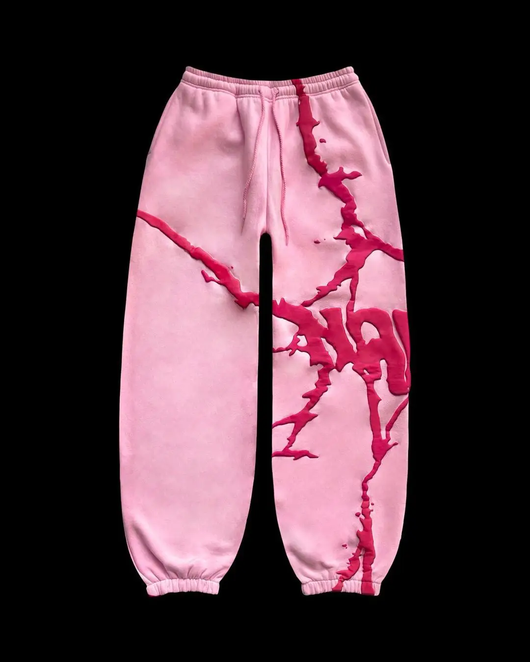 Y2K Street Hair Bubble Printed Men\'s and Women\'s Sanitary Pants Loose Hip Hop Fashion Autumn/Winter Casual Pants