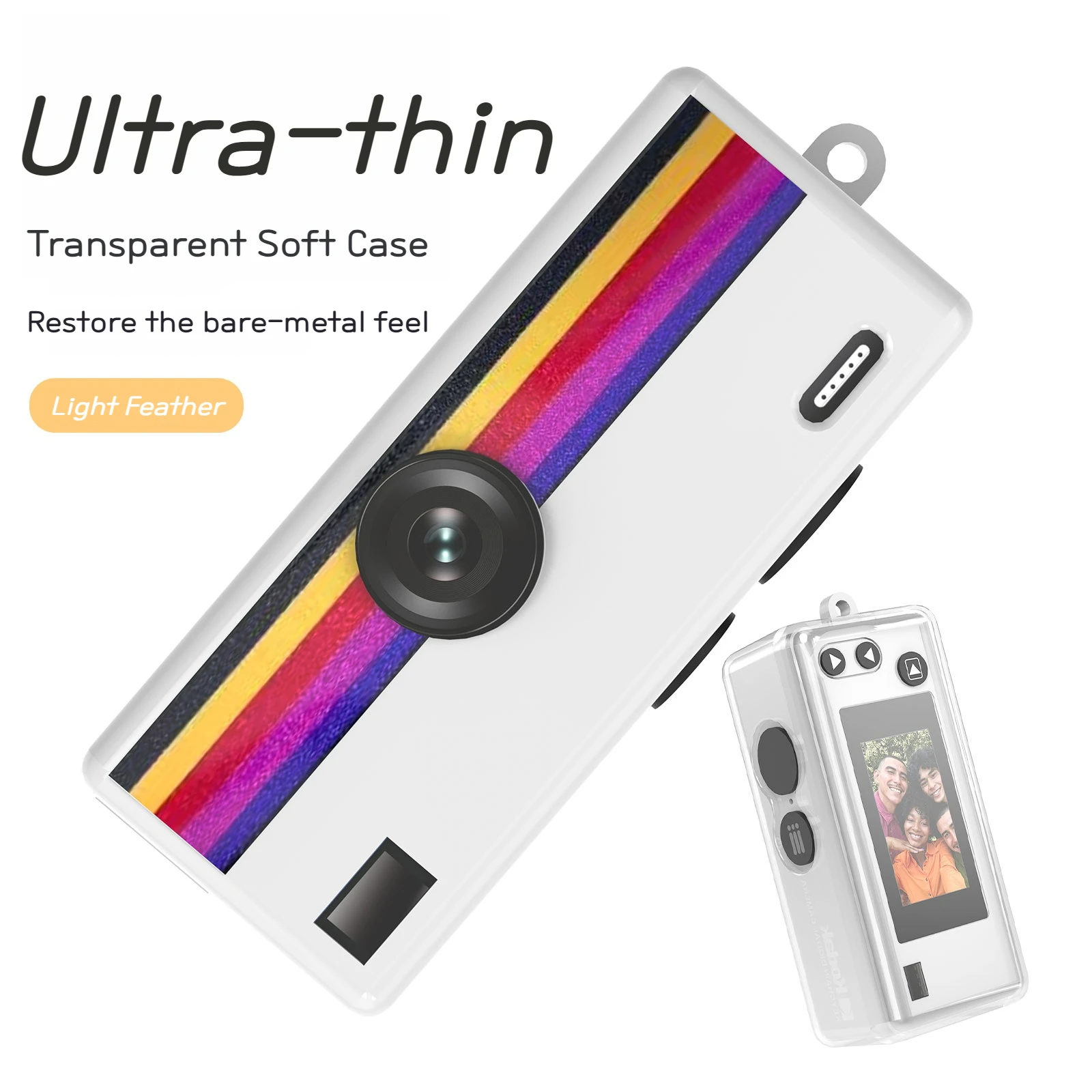 Kit de Proteção 2 em 1 para Câmera Kodak Charmera Mini, Capa de TPU Transparente com Película de Vidro Temperado, Kit Anti-Queda para Câmera