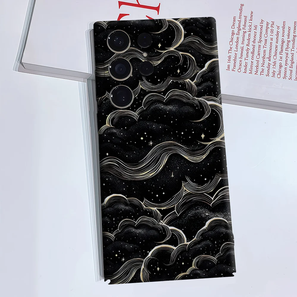 Gold Clouds Stars Black Luxury Fashion Full Lens Protective Case for Samsung Galaxy S26 S25 S24 A56 A36 Plus Ultra
