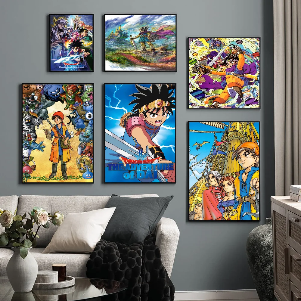 Game D-Dragon Quest Classic Vintage Posters Whitepaper Prints Posters Artwork Kawaii Room Decor