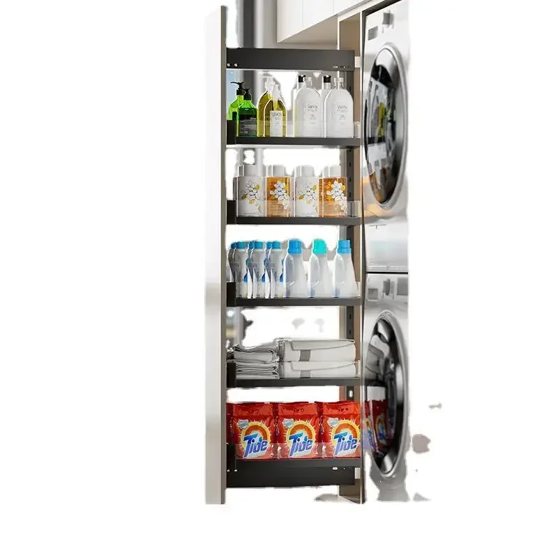 New kitchen high cabinet, multi-layer side pull basket cabinet, household multi-functional simple seam storage cabinet