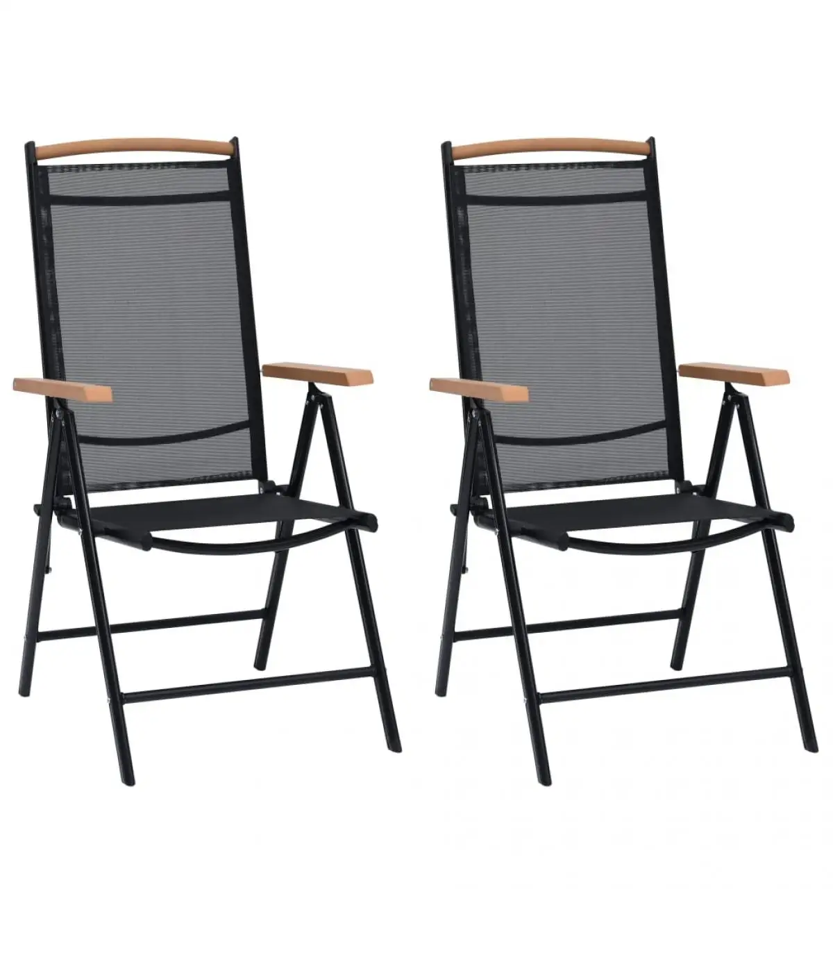 Garden chairs folding garden chairs 2 Pcts aluminum and textilene Black