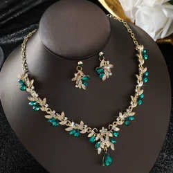 Women's fashionable leaf earrings, necklaces, jewelry sets, weddings, parties, and holiday gifts for daily wear