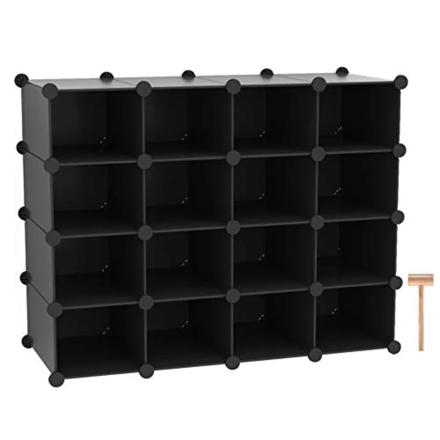 

Plastic Shoe Rack16-Cube Modular Shoes Storage Stand Multifunction Closet Cabinet Stackable Shoe Organizer Units for Bedroom Li