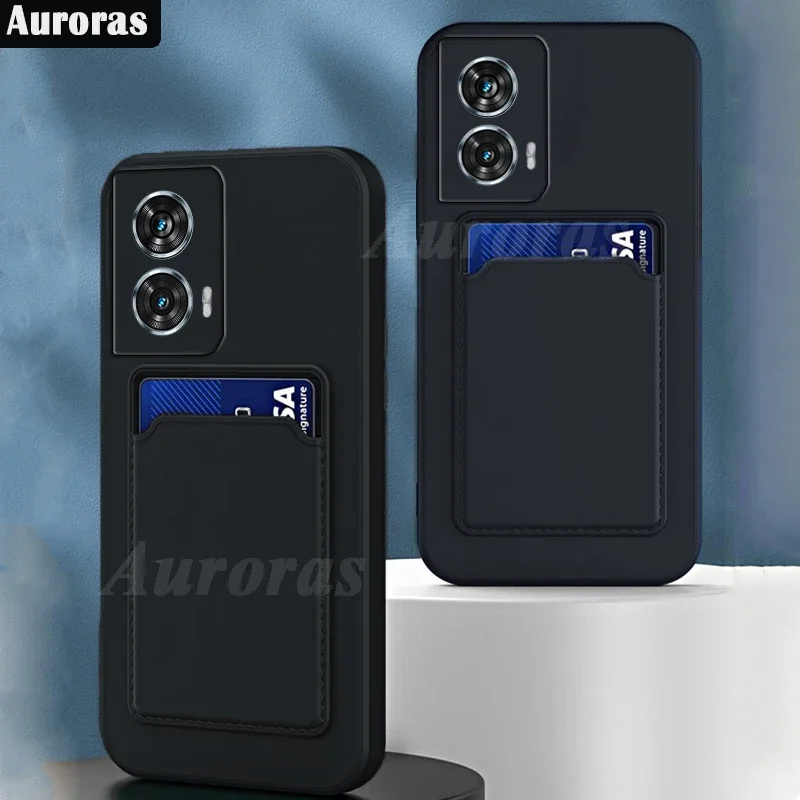 

For Moto G85 G75 5G Case Card Pocket Silicone Shockproof Soft Shell For Moto Edge G Stylus 2024 50 Pro Fusion Ultra Cover Fundas