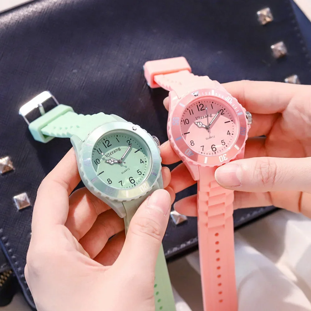 Jam tangan silikon warna permen, jam tangan pasangan olahraga tahan air multifungsi, jam tangan Digital wanita pria modis