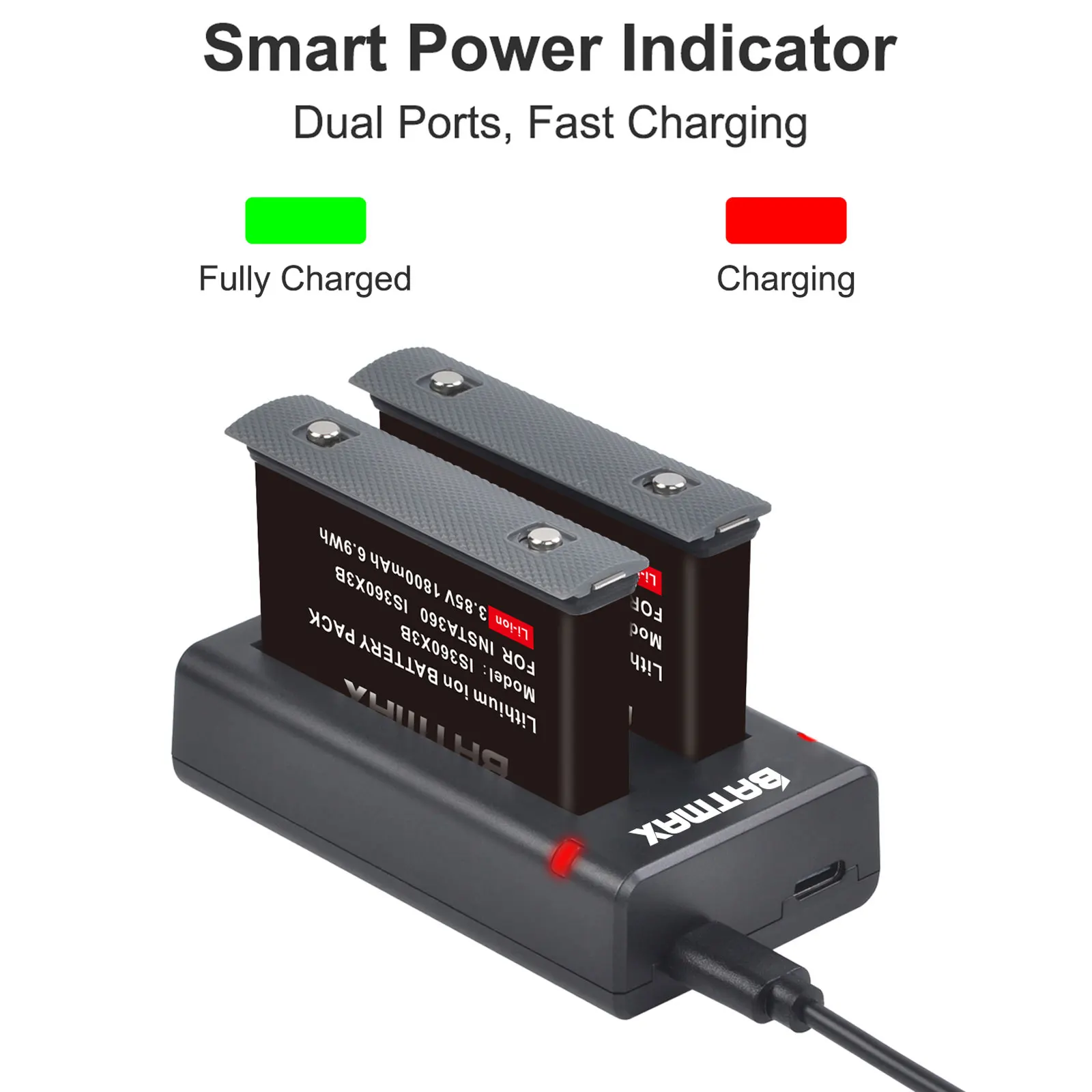 Insta360 X3 1800mAh Rechargeable Li-ion  Battery Replacement for Original Insta360 ONE X3 Cameras