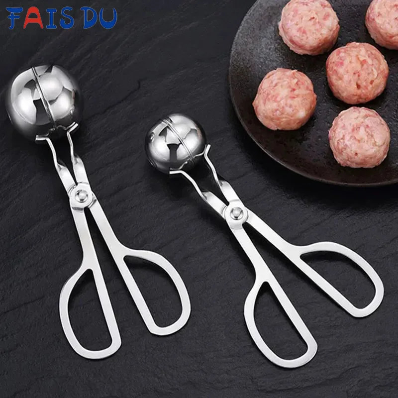 Pinzas para bolas de carne, 1/2 Uds., fabricante de albóndigas de acero inoxidable con mangos antideslizantes desmontables, cuchara antiadherente para alimentos