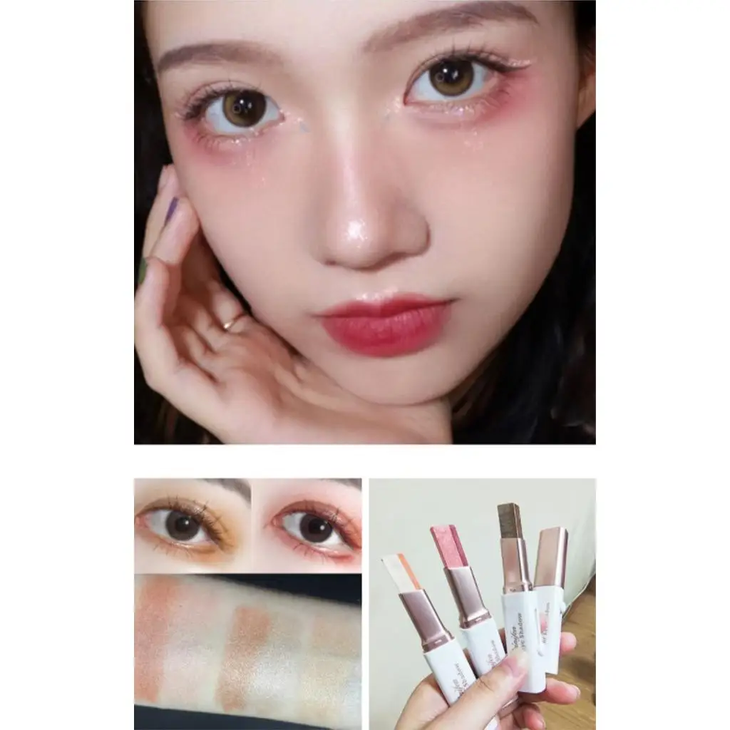 Pluma de sombra de ojos con gradiente resistente al agua, minipaleta de sombras en barra brillante de larga duración para un maquillaje rápido de ojos