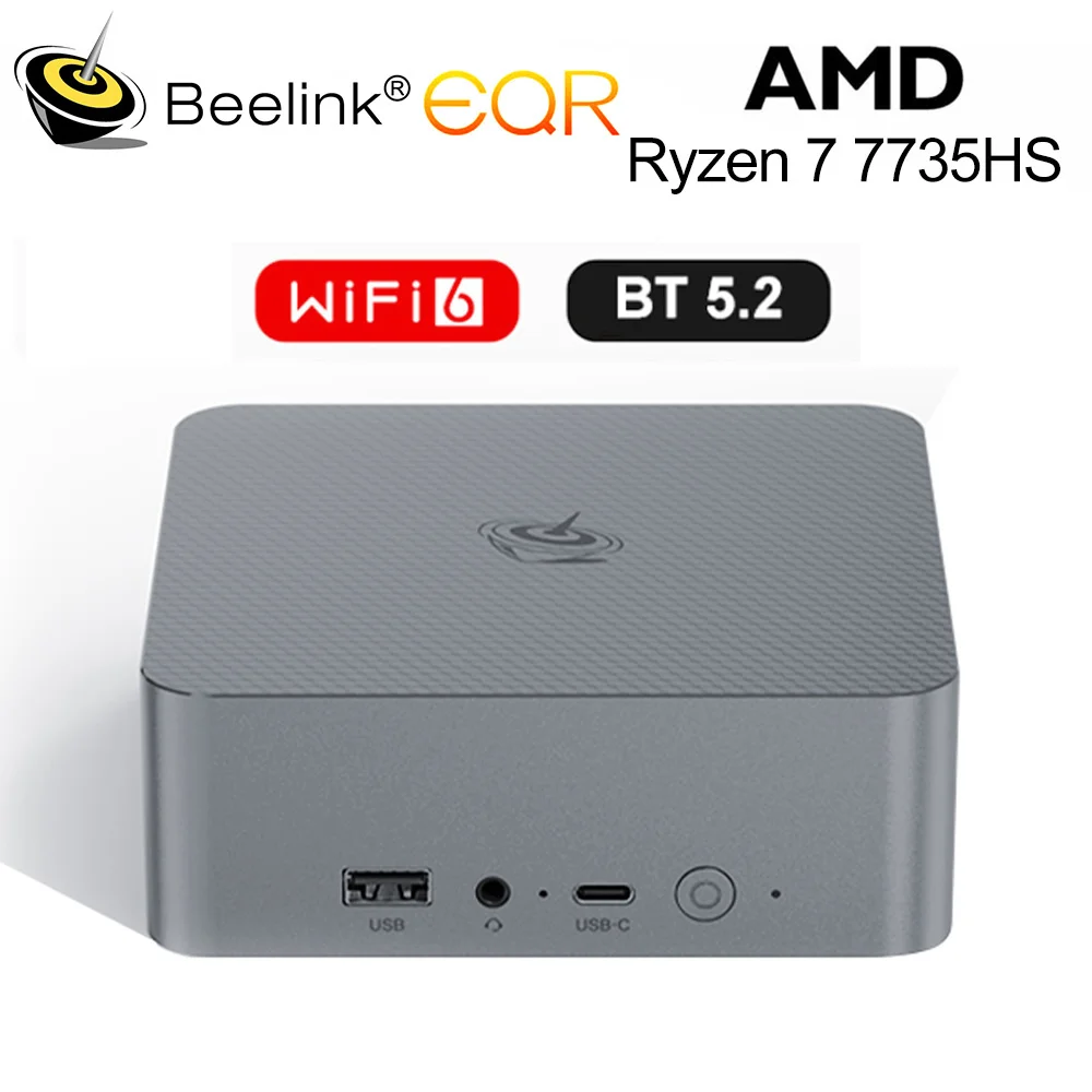 New Beelink EQR6 AMD Ryzen 7 6600H 7735HS Mini PC DDR4 16GB RAM 500GB 24G 1T SSD WiFi6 4K HD Desktop Computer VS SER5 Pro 5800H